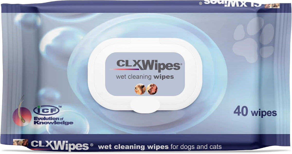 CLX Chlorhexidine Dog & Cat Wipes, Paw, Face & Skin Fold Cleaning, 40 Pack