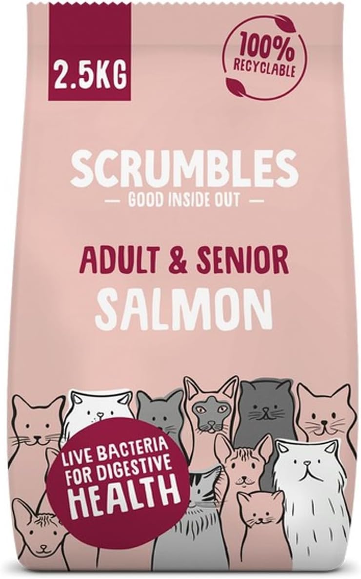 Scrumbles All Natural Dry Cat Food With Chicken and Fresh Salmon, High Protein Food for Adults And Seniors, 2.5 Kg,pink bag