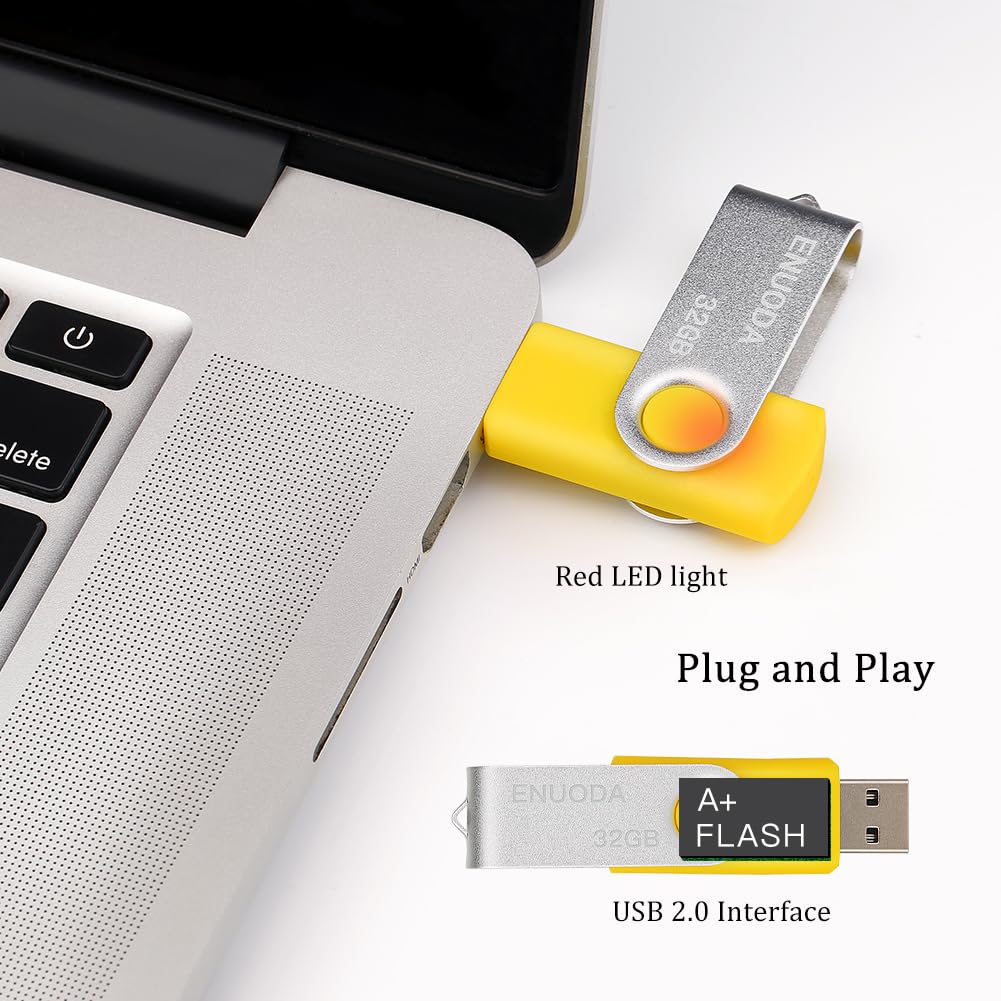 ENUODA Memory Stick 128GB USB 2.0 Flash Drives Swivel Design Storage Thumb Drive Pen Drive (Black)