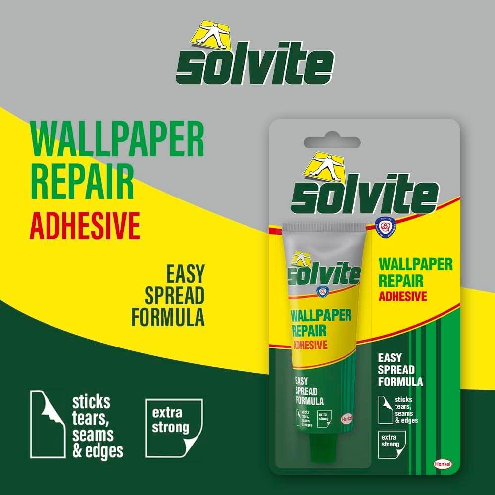 Solvite Wallpaper Repair Adhesive, Extra-Strong Paste, 1 x 56 g