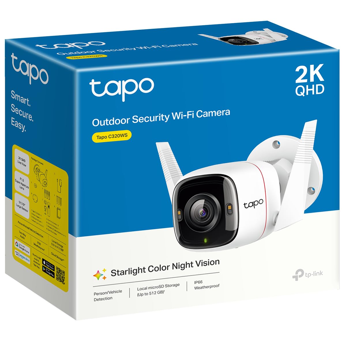 Tapo C216 2K 3MP Pan/Tilt Indoor Outdoor Security Camera Spotlights Camera