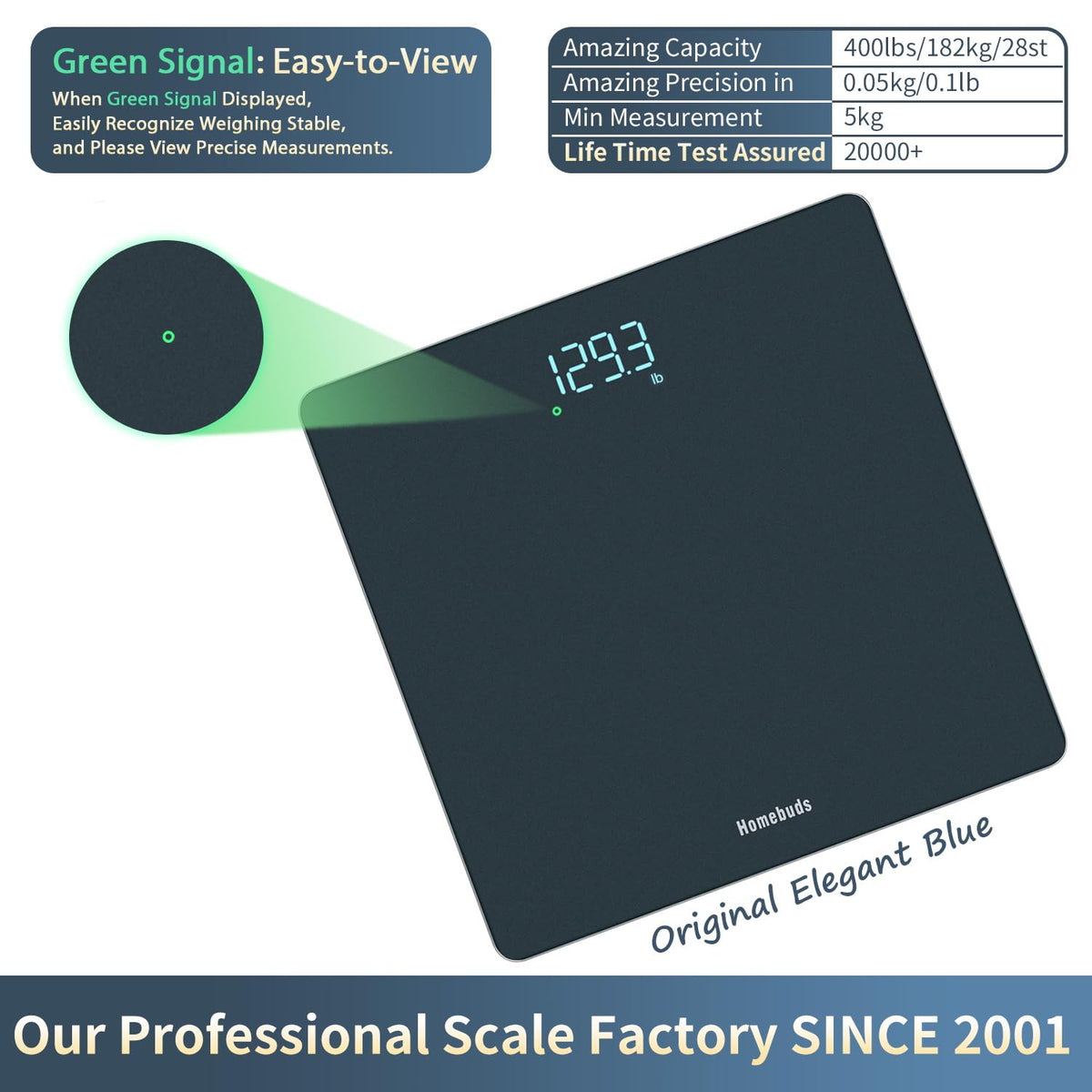 Homebuds Bathroom Scales for Body Weight 28st/400lb High Precision in 0.1lb