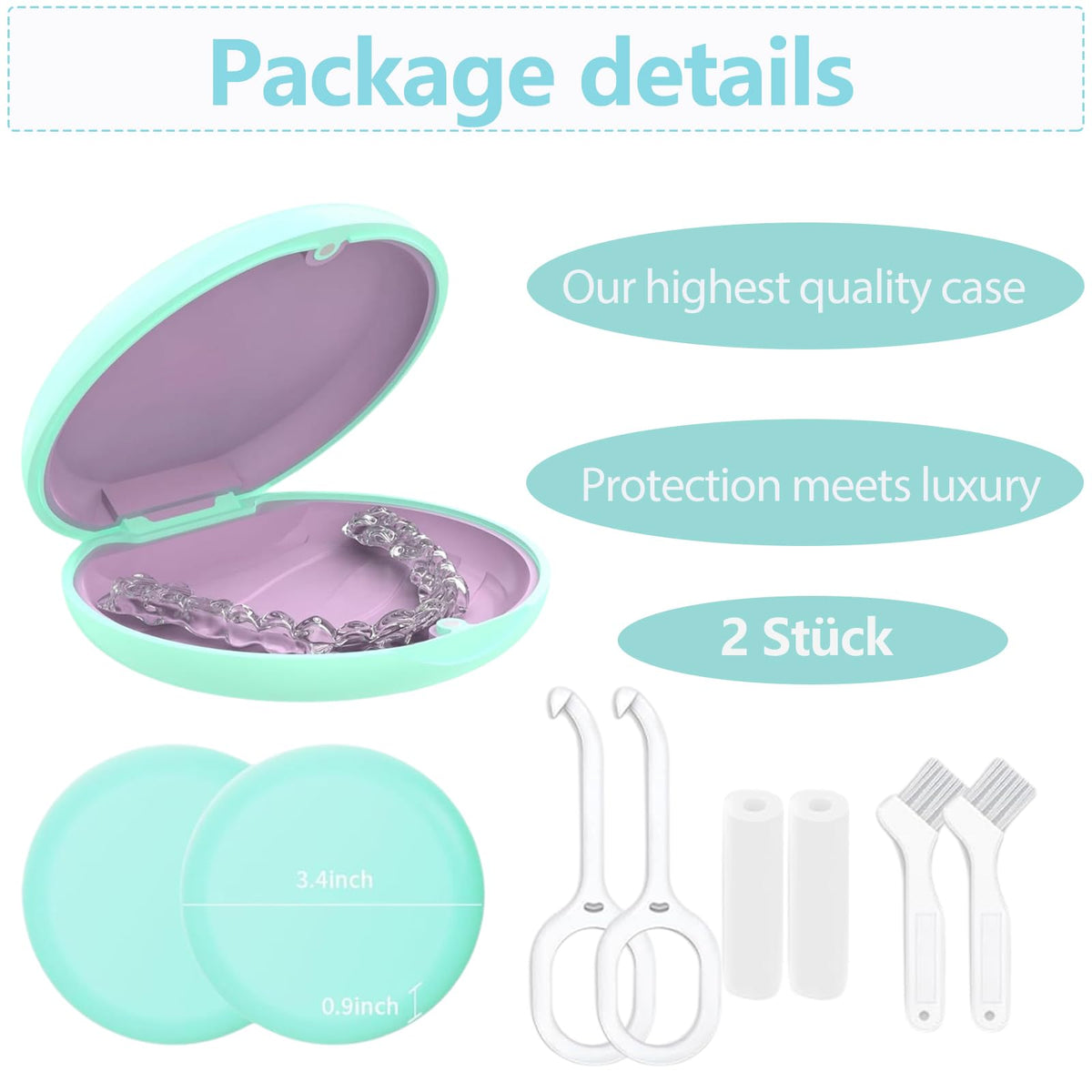 Retainer Case, Slim Aligner Cases for Invisalign, Mouthguard Case with Removal Tools& Aligners Chewies& Brush, Removable Inner Tray Silicone for Easy Cleaning (Pink)