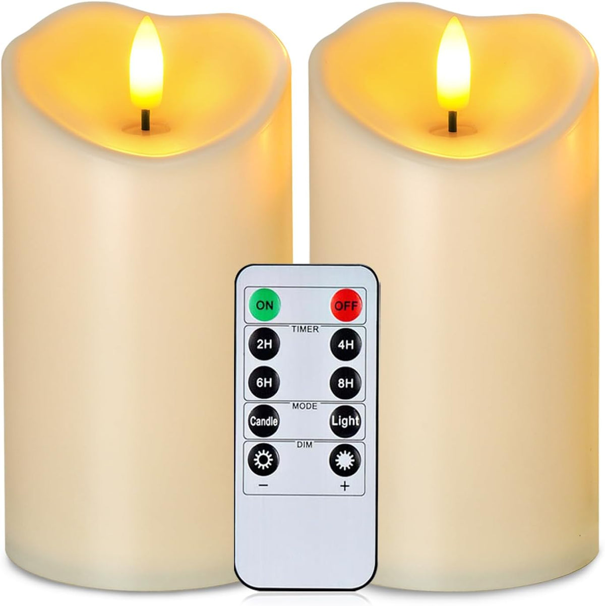 Homemory Outdoor Waterproof Flameless Candles, Dark Ivory, Set of 2, D 3"