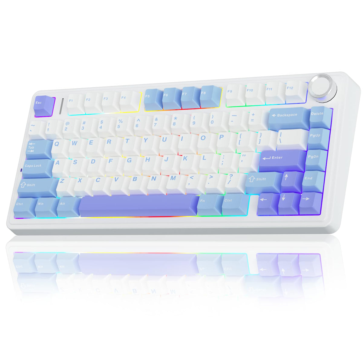 AULA F75 75% Wireless Mechanical Keyboard,2.4Ghz/Type-C/BT5.0 Gaming Keyboards,Advanced Structure,RGB Backlight,Hot Swappable Custom Keyboard for PC/Mac (Cool Black)
