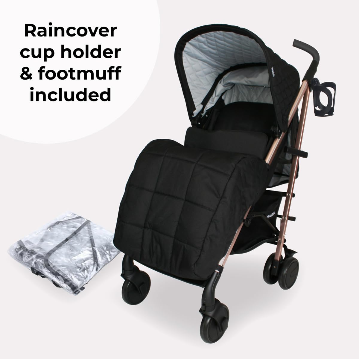 My Babiie MB51 Stroller – from Birth to 4 Years (22kg), Lightweight, Umbrella Fold, Travel Buggy for Toddlers, Pushchair Includes Footmuff, Cup Holder, Rain Cover - Blush Pink