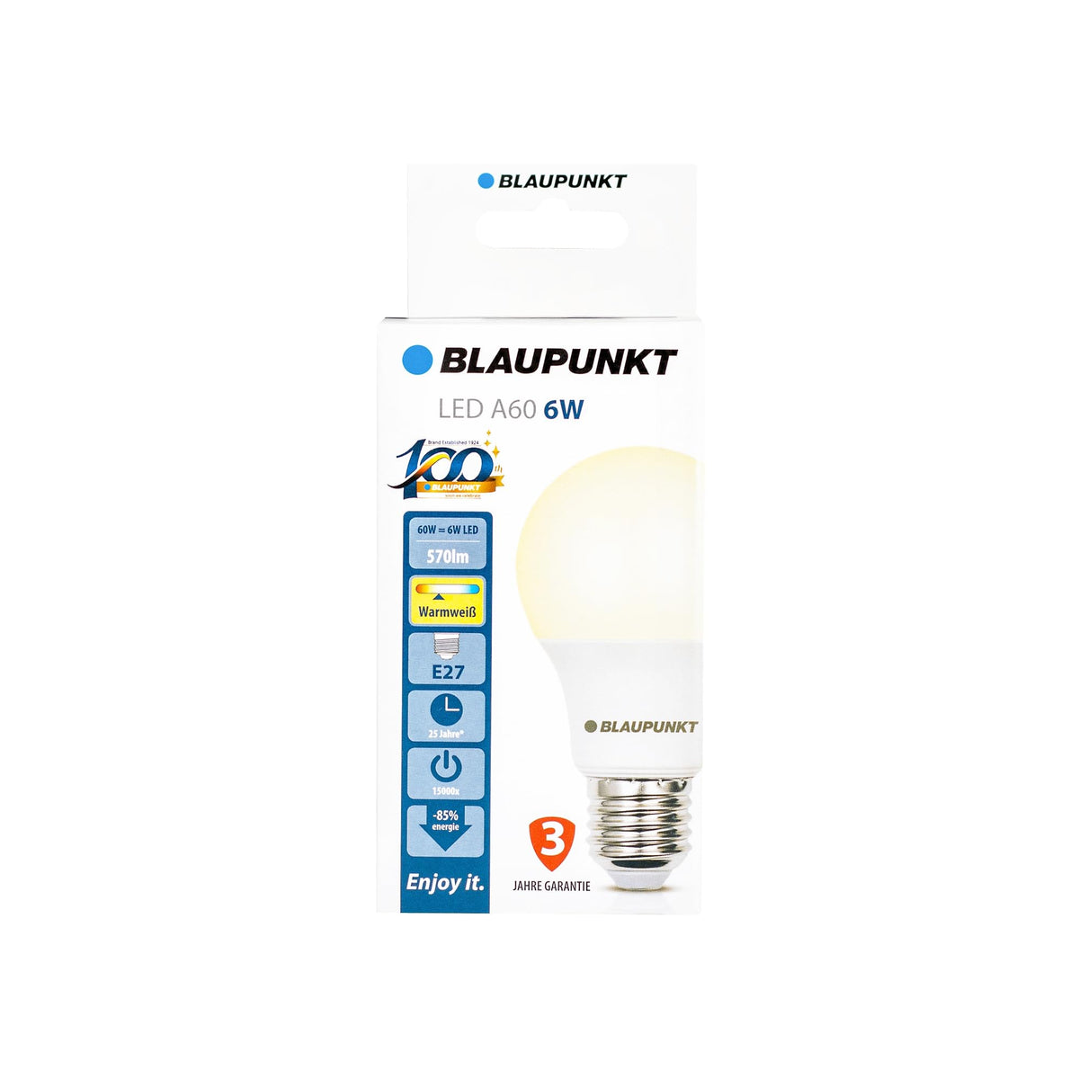 BLAUPUNKT E27 Classic Bulb A60 6W 600 Lumen 4000K Neutral White, 6-Pack