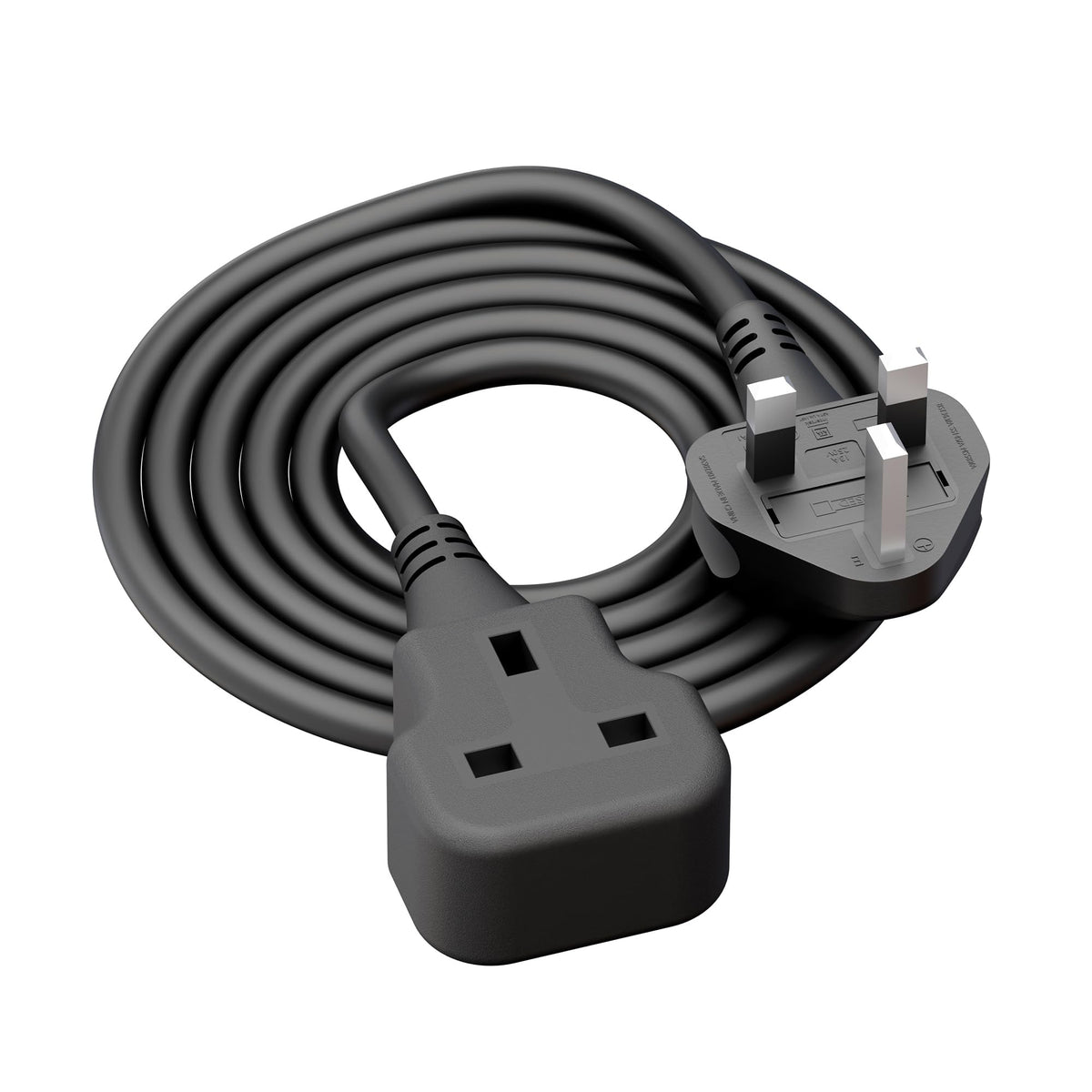 LIPWEL Outdoor Extension Lead 15m Extra Long Cable UK 13A Fused Plug Extension Socket Black 1 Way Socket Outside Using for Garden
