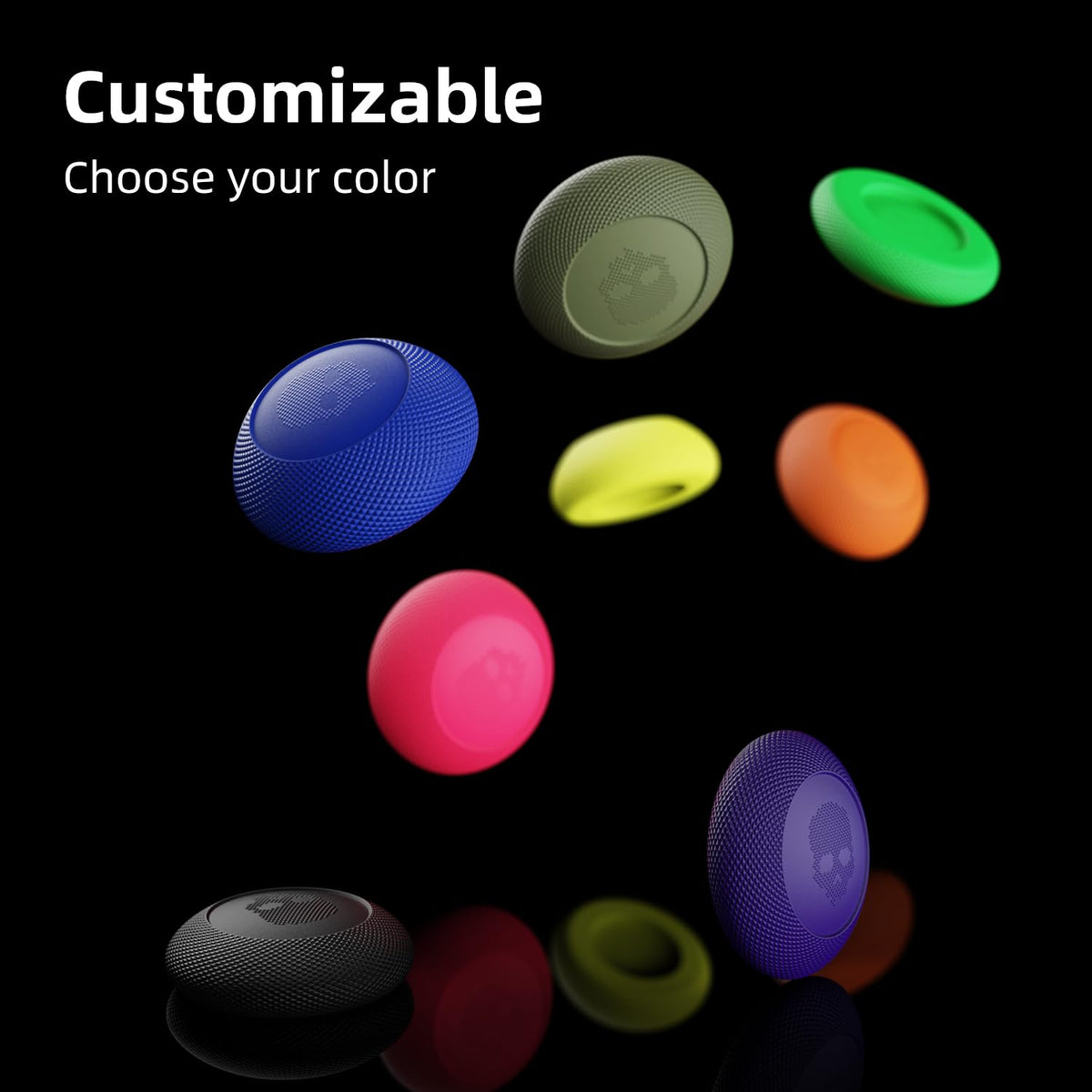 Skull & Co. Convex Thumb Grip Caps Joystick Cap Analog Stick Cap Thumbstick Grip Cover for Steam Deck/Steam Deck OLED and ROG Ally/ROG Ally X - Neon Yellow, 2 Pairs (4pcs)