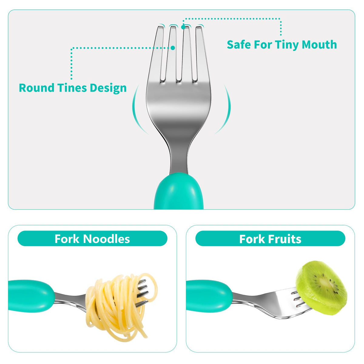Lehoo Castle Stainless Steel Toddler Cutlery Set, 6-Piece Dinosaur Design