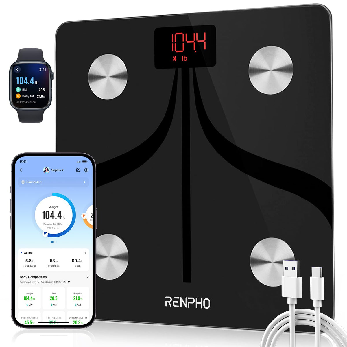RENPHO Weighing Scales for Body Weight, High Precision, LED Display,Core 1S