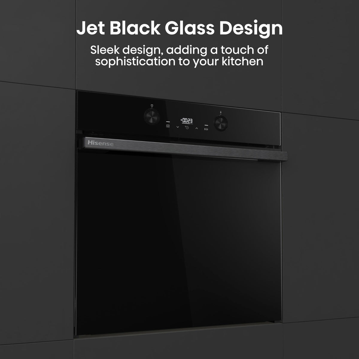 Hisense BI62020ABGUK - Built-in 60L Electric Single Oven - Black - 530x595x595 mm (DxWxH) - A Rated, Extra Large