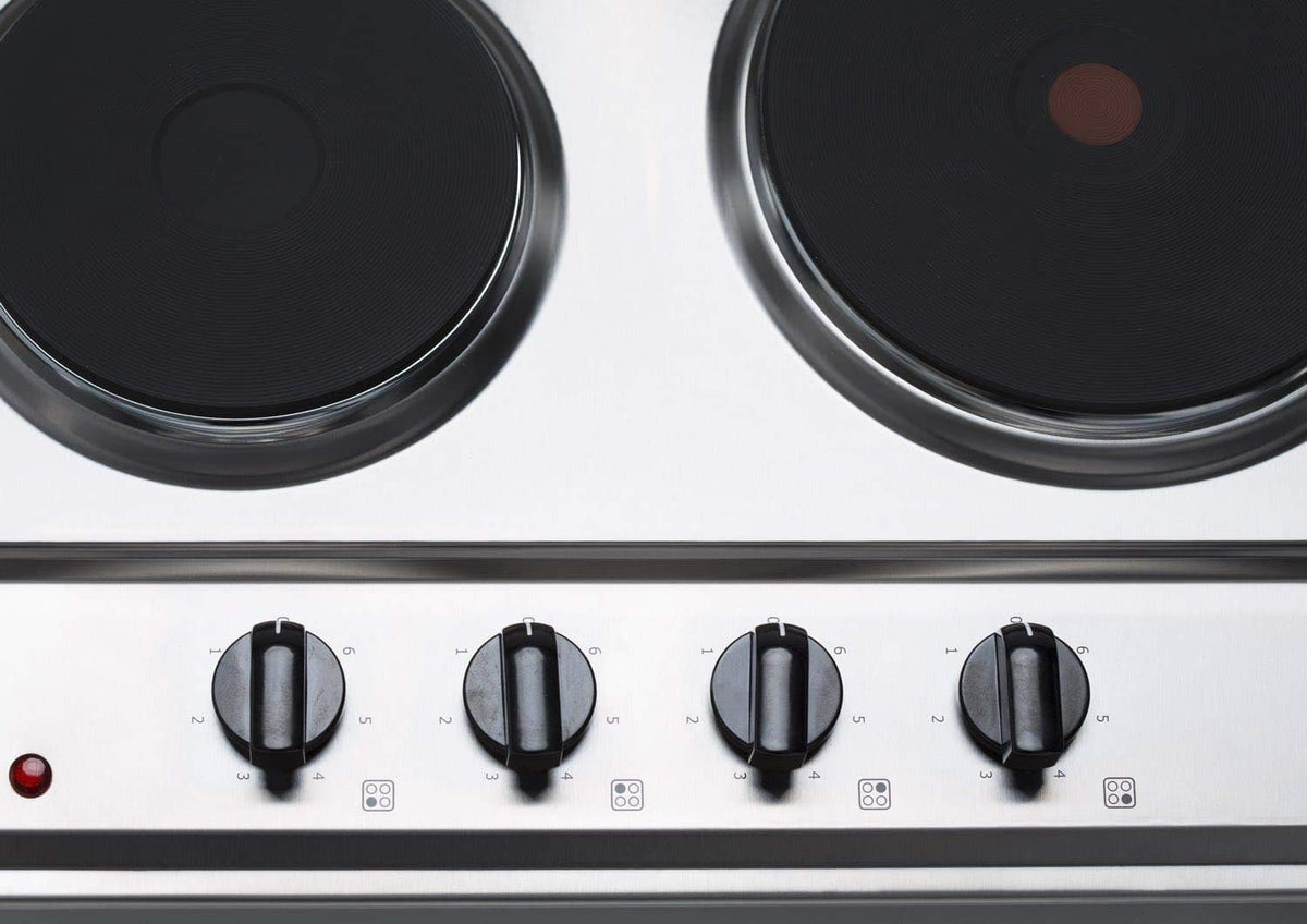 SIA 60cm Electric Hob, Stainless Steel, Solid Plate, 4 Zone, PHP601SS