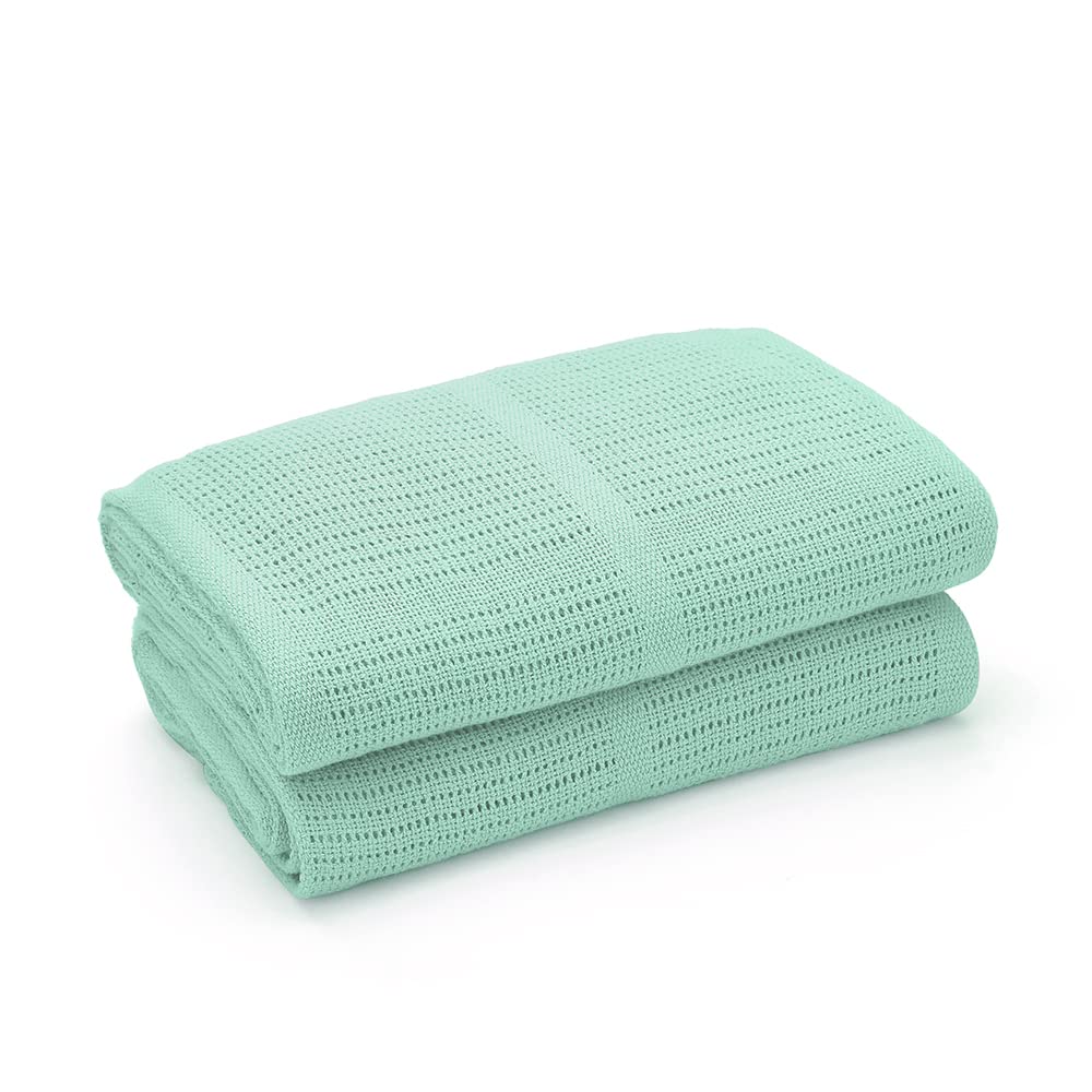 Bloomsbury Mill - Cellular Blankets Baby - 100% Organic Cotton - 2 Pack - Cloud - White - Newborn Essentials - Soft Breathable Baby Blankets for Pram, Cot, Moses Basket - 75x95cm