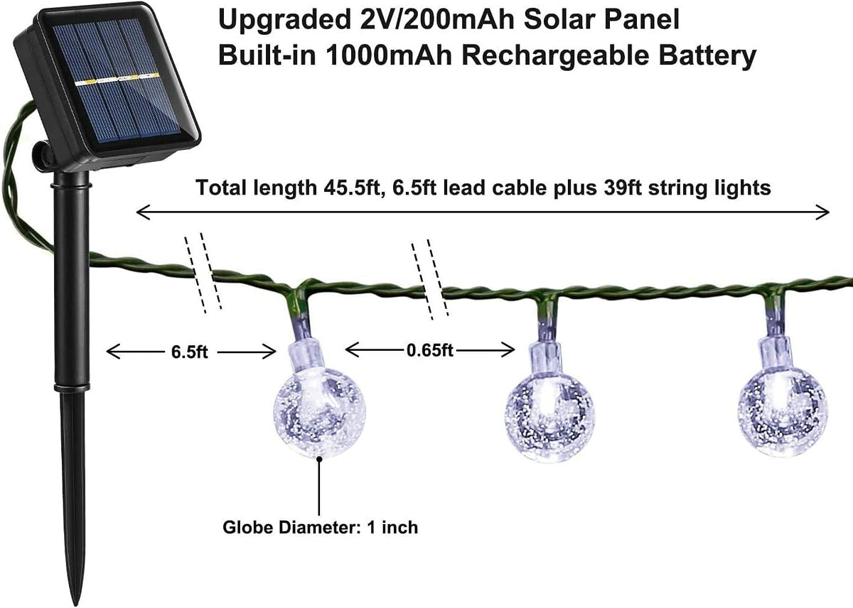 Moxled Solar Garden Lights Outdoor, 36ft 60 LED String Waterproof, Powered Crystal Ball Indoor/Outdoor Fairy Decorative for Garden, Patio, Yard, Festival, Parties (Purple)