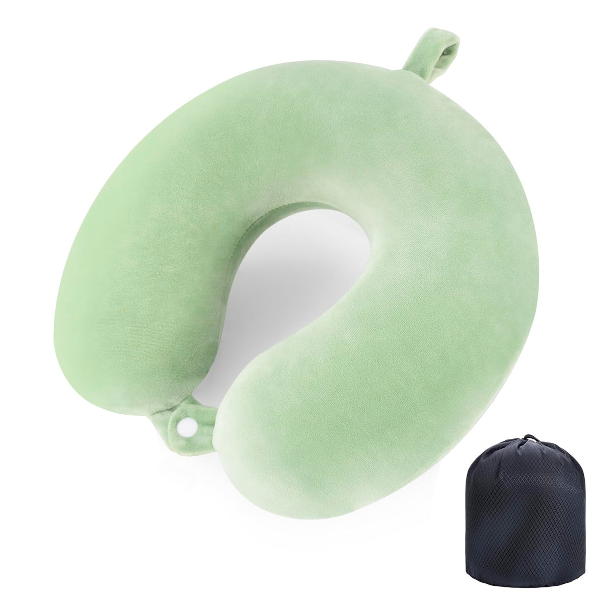 WENGX Travel Neck Pillow With Storage Bag Memory Foam Head Support Flight Pillows Cushion for Airplane Train Car Office Travel Essential for a Long Hauls Sleeping Rest(Pale Pink)