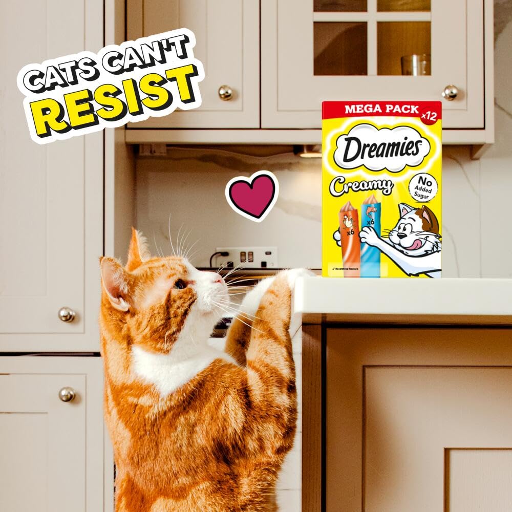 DREAMIES - Chicken Cat Treats - 2x350g - Multipack Snacks 2 Mega Tubs - Bulk Cat Food