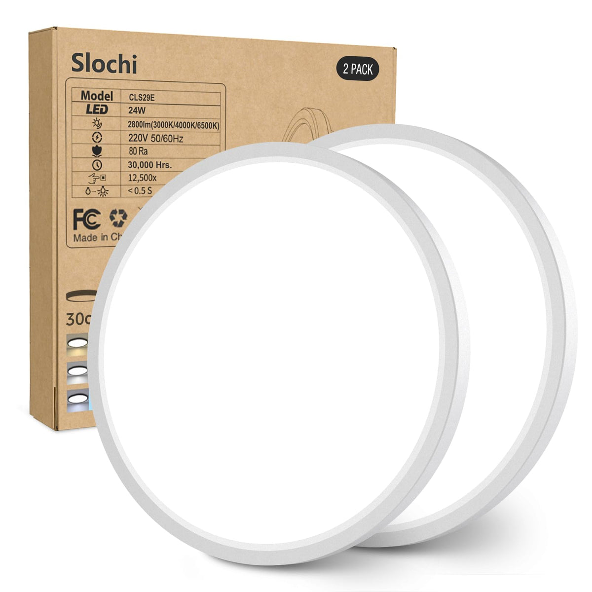 slochi Bathroom Light, 3000K/4000K/6500K 3 Color Temperature, Waterproof, Round, Modern, Flush Ceiling Light for Bathroom, Kitchen, Bedroom, Hallway and MoreØ18CM(Gold)