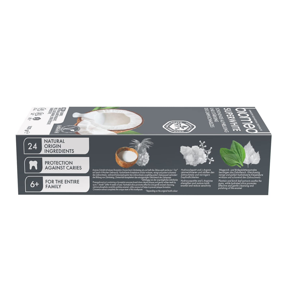 Biomed Superwhite 97% Natural Whitening Toothpaste | Enamel Strengthening | Coconut Flavour, Vegan, SLES Free 100g