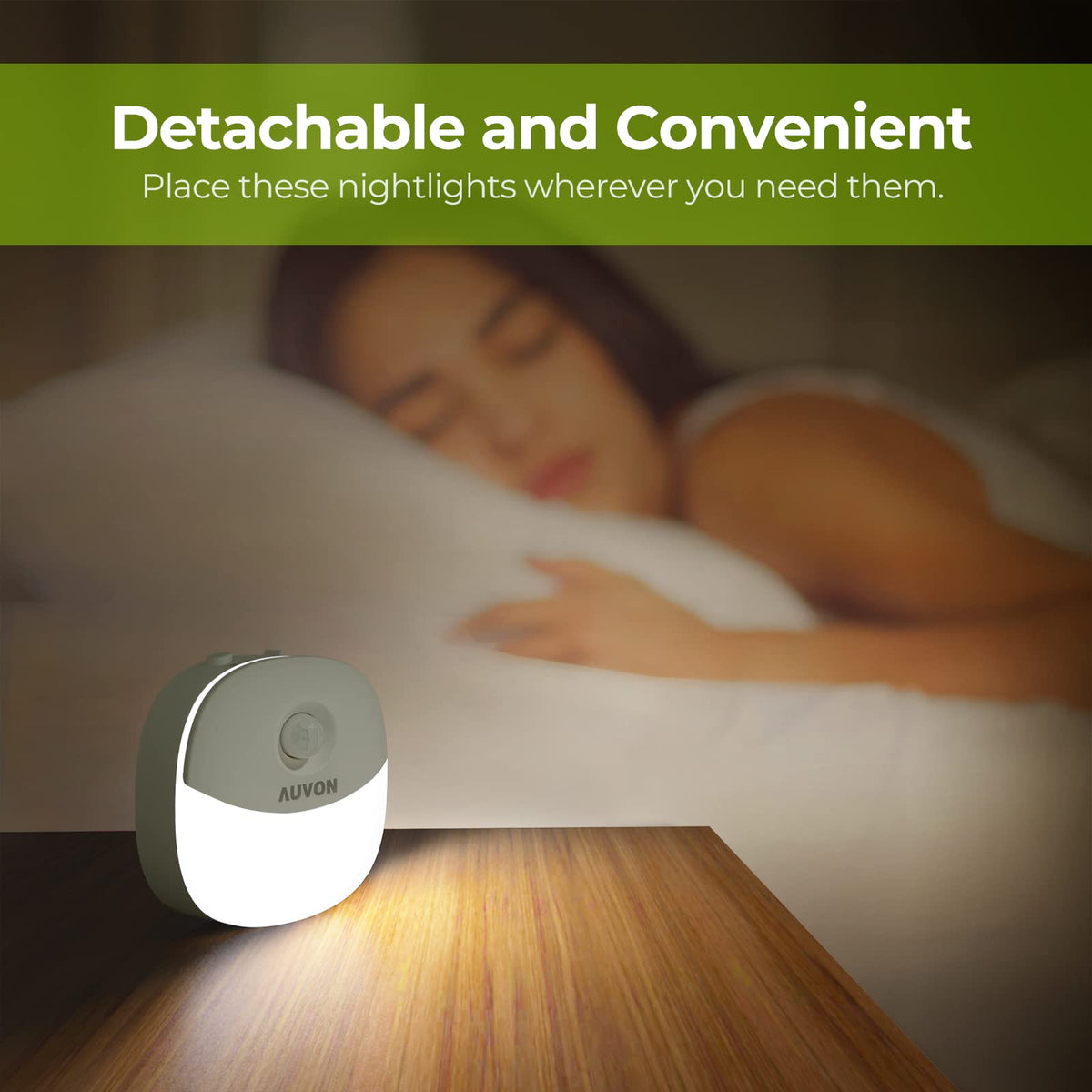 AUVON Magnetic Rechargeable Night Light, Motion & Dusk-Dawn Sensor, 2 Packs