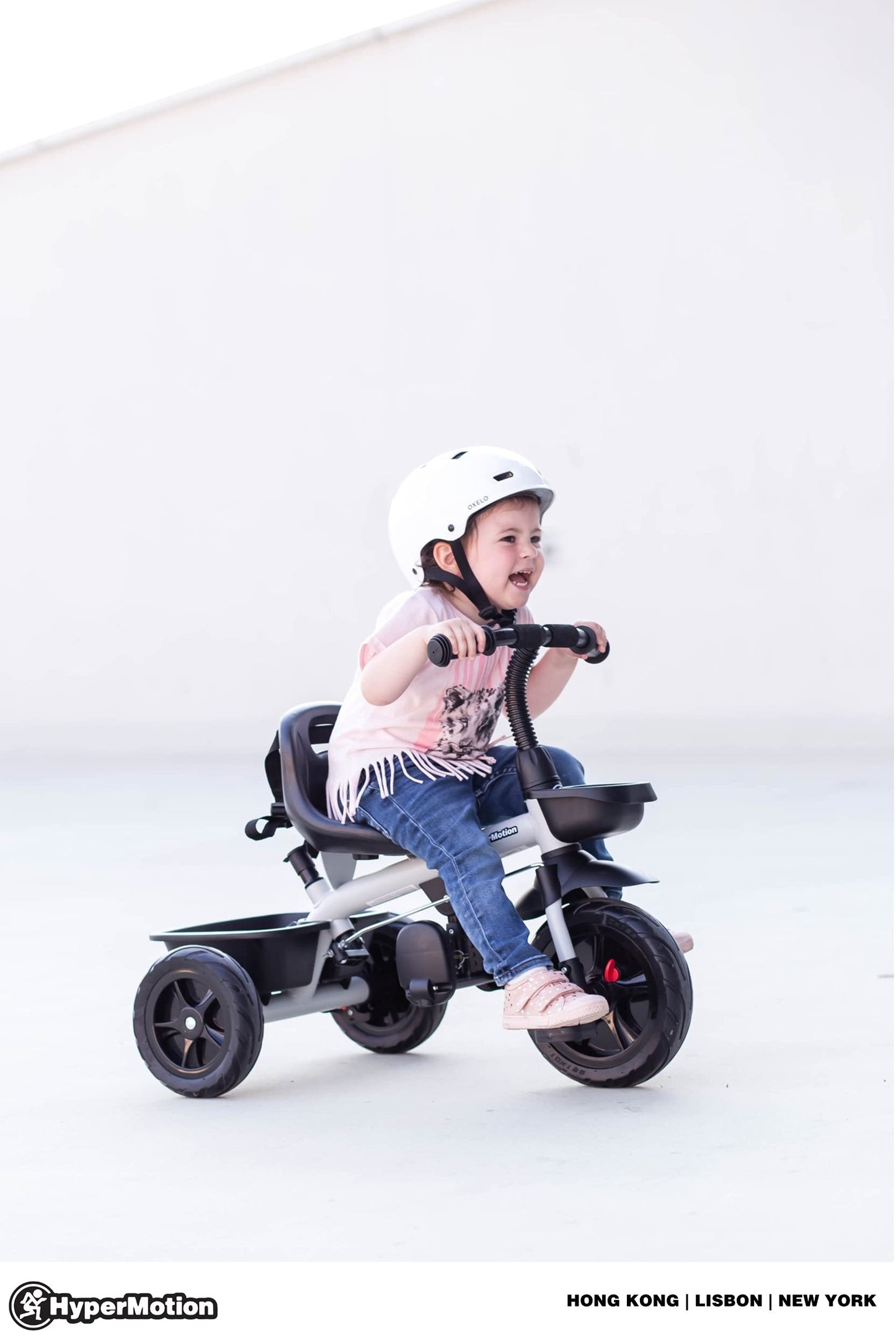 HyperMotion Toddler Tricycle with Parent Handle, Canopy, Safety Belt & Basket — From 12 Months