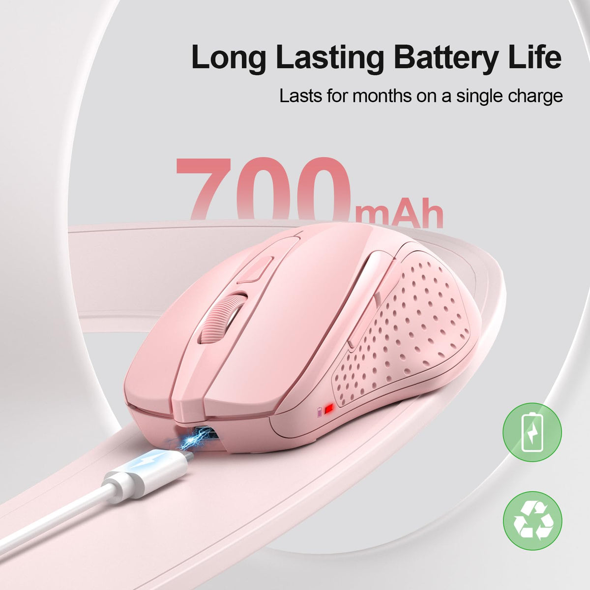 TECKNET Bluetooth Mouse, Rechargeable Bluetooth Wireless Mouse