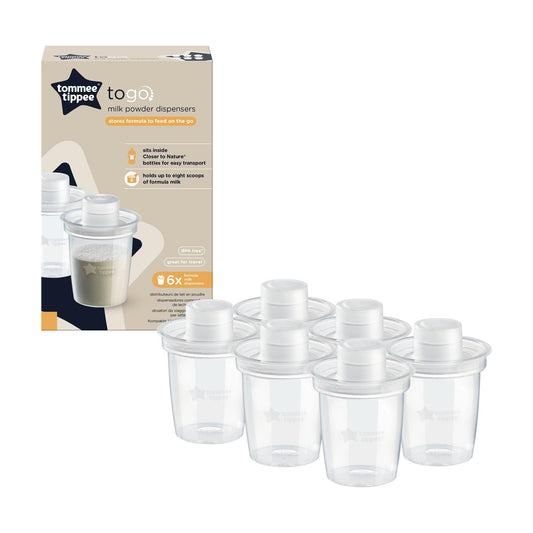Tommee Tippee In-Bottle Milk Powder Dispensers — 6 Pack, Holds 8 Scoops, BPA-Free | Travel-Friendly Formula Prep