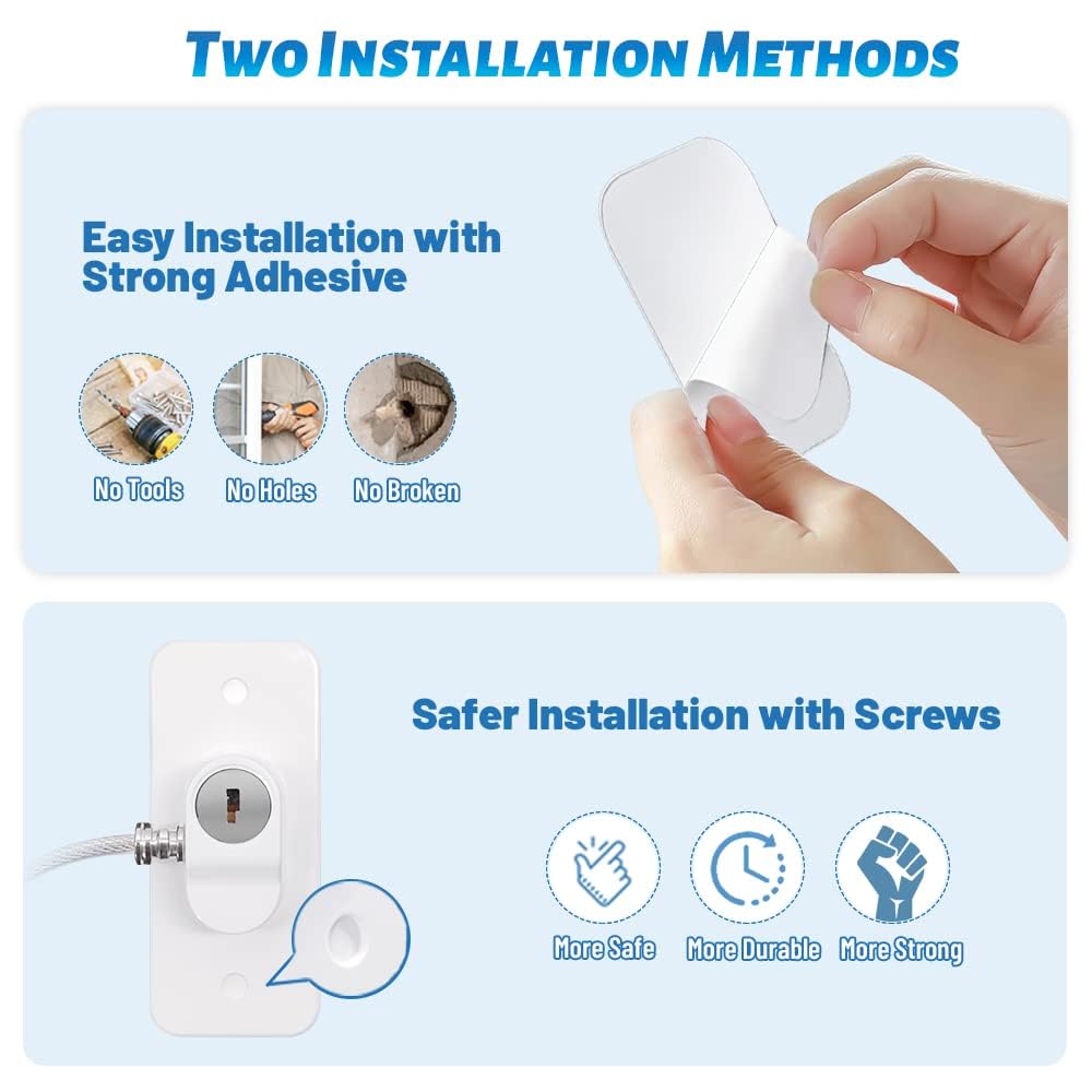 8Pcs Window Locks for UPVC Windows, MIVITOOM Window Cable Restrictor Window Safety Locks with Keys and Screws for Child & Pet Safety, Self Adhesive