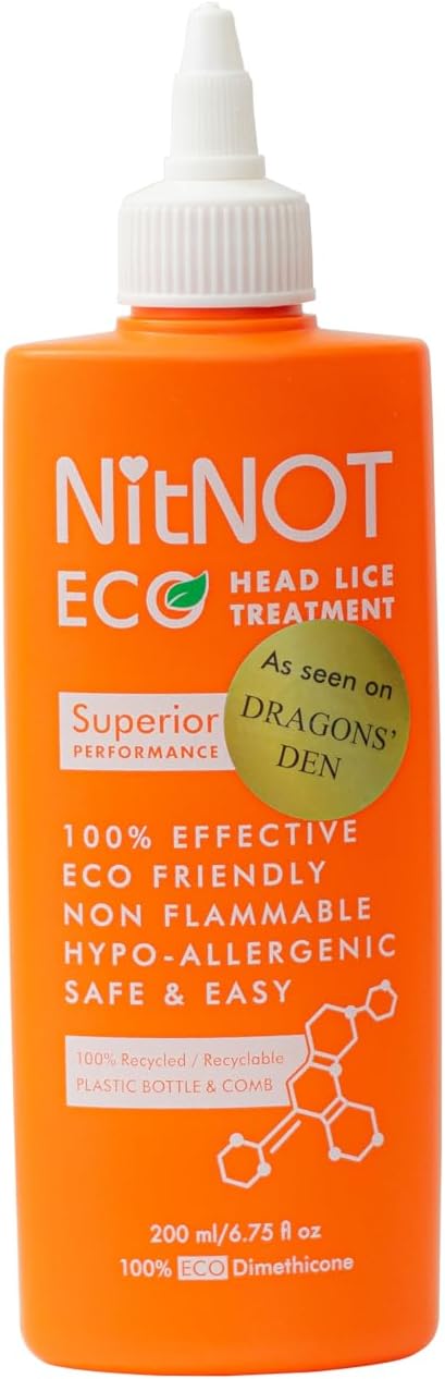 NitNOT Headlice Treatment As Seen On Dragons Den100% Effective Kills All Head Lice and Eggs. Premium Nit Treatment-Lotion(200ml). Lice Treatments Extra Defence for All Hair, for Children and Adults
