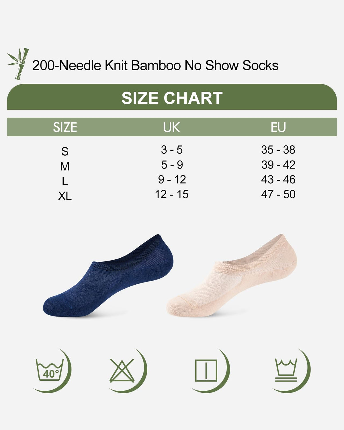 Cirorld Bamboo No Show Socks for Men & Women, 6 Pairs, Non-Slip