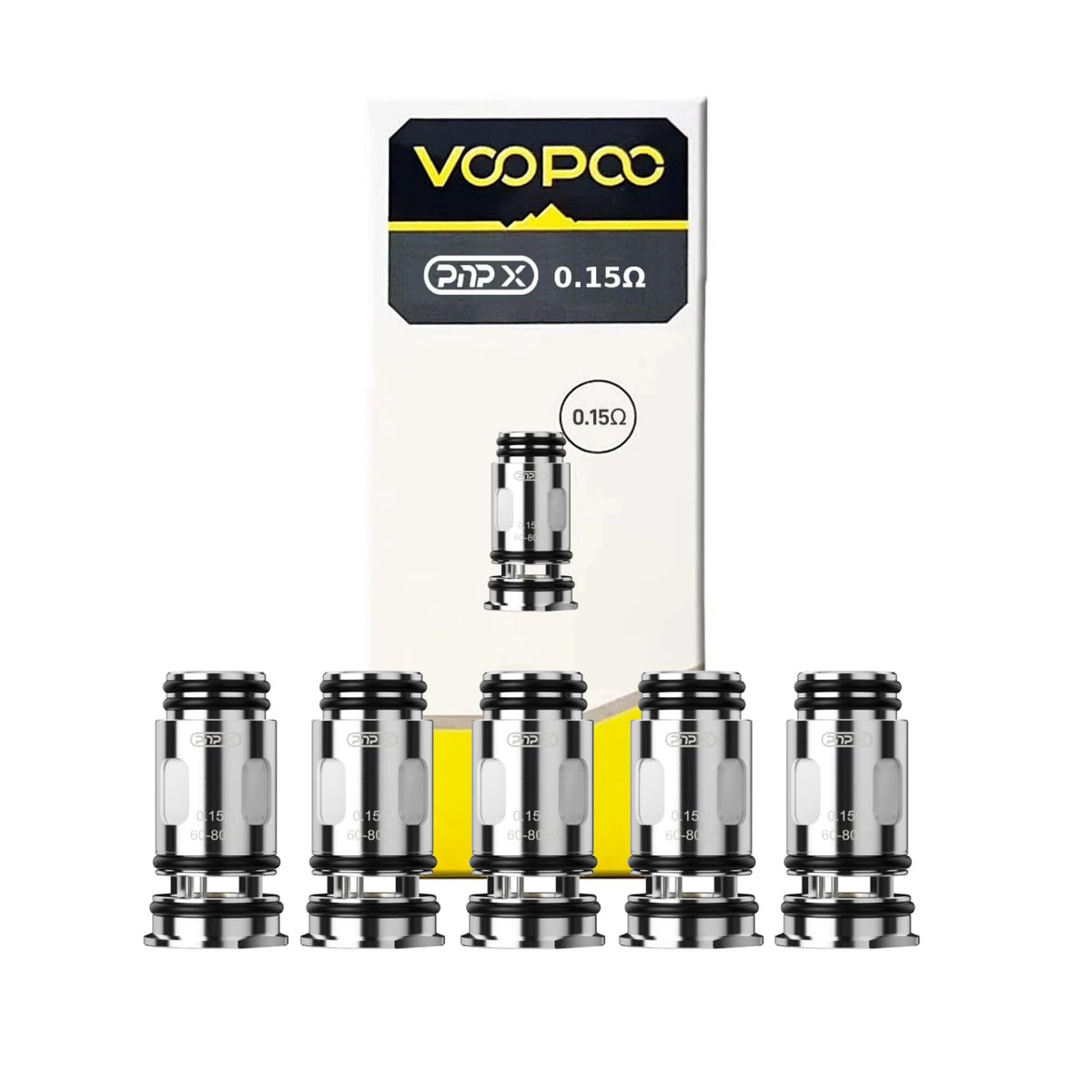 VOOPOO PNP X Coils 5 Pack - 0.15 ohm, 0.2 ohm, 0.3 ohm, 0.6 ohm for DTL/RDL/MTL Vaping, Mesh Coils, Leak Proof Design, No Liquid, No Nicotine (0.3 ohm (32-40W))