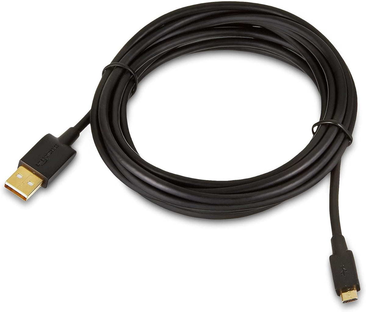 Amazon Basics 5-Pack USB-A to Micro USB Charging Cable, 480Mbps Transfer Speed with Gold-Plated Plugs, USB 2.0, 3 m, Black