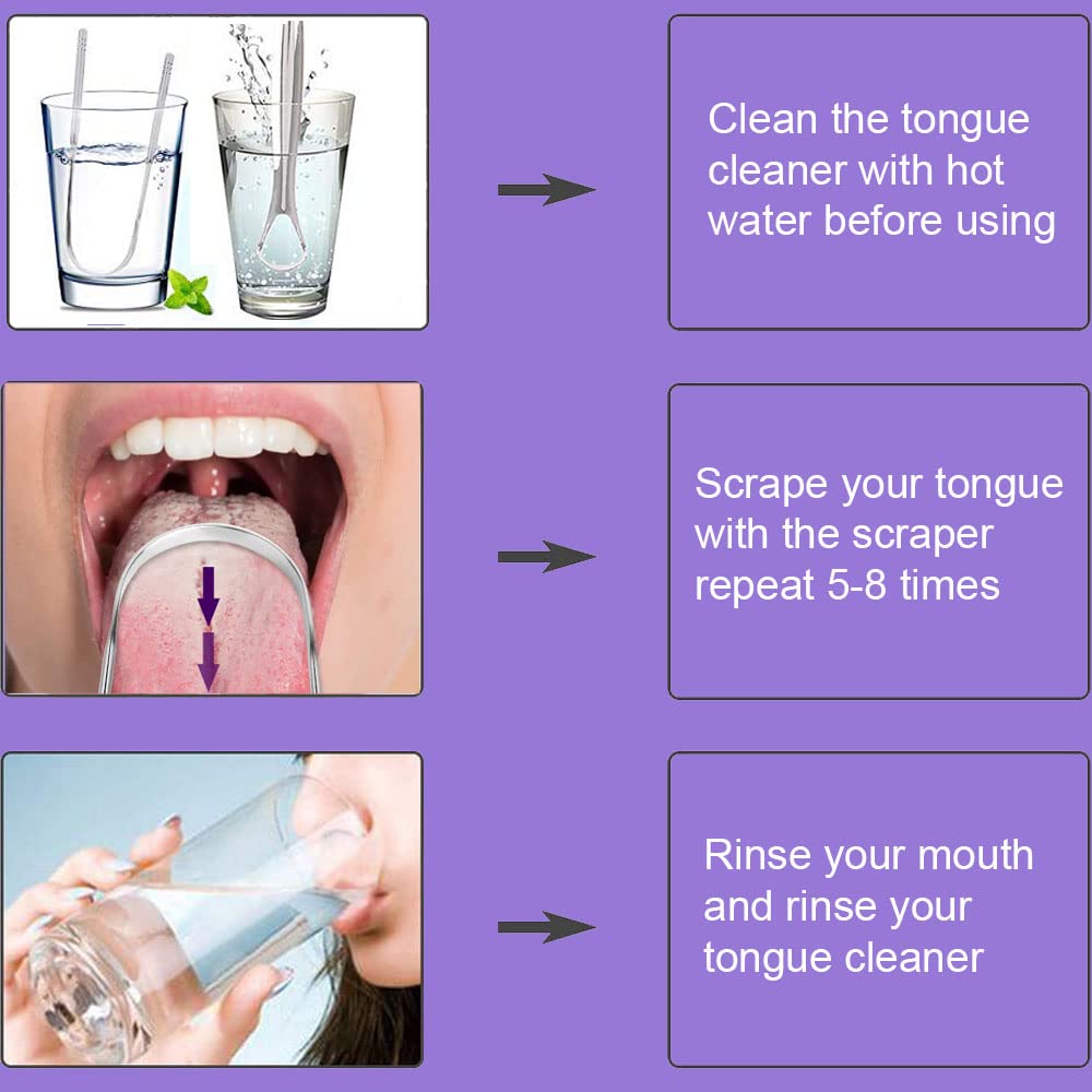Tongue Scraper Stainless Steel,Tongue Cleaners Fresh Breath Restored Taste U Size(2Pcs)