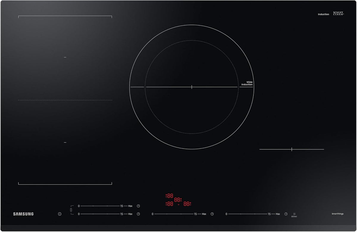 Samsung Ceramic Hob with 4 Cooking Zones, With Touch Control, Colour: Black, Material: Glass, C61R2AEE