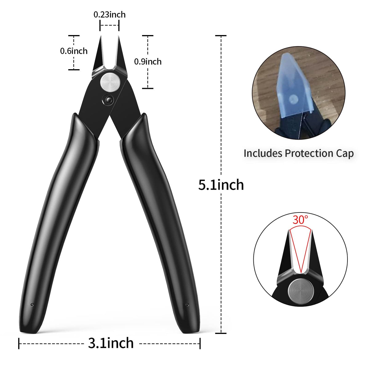 BOENFU Flush Cutter Small Wire Cutters Cable Tie Cutter 10 Pack 5 Inch Precision Wire Clippers Hobby Snips Side Cutting Pliers for Jewelry Making, Electronics, Black