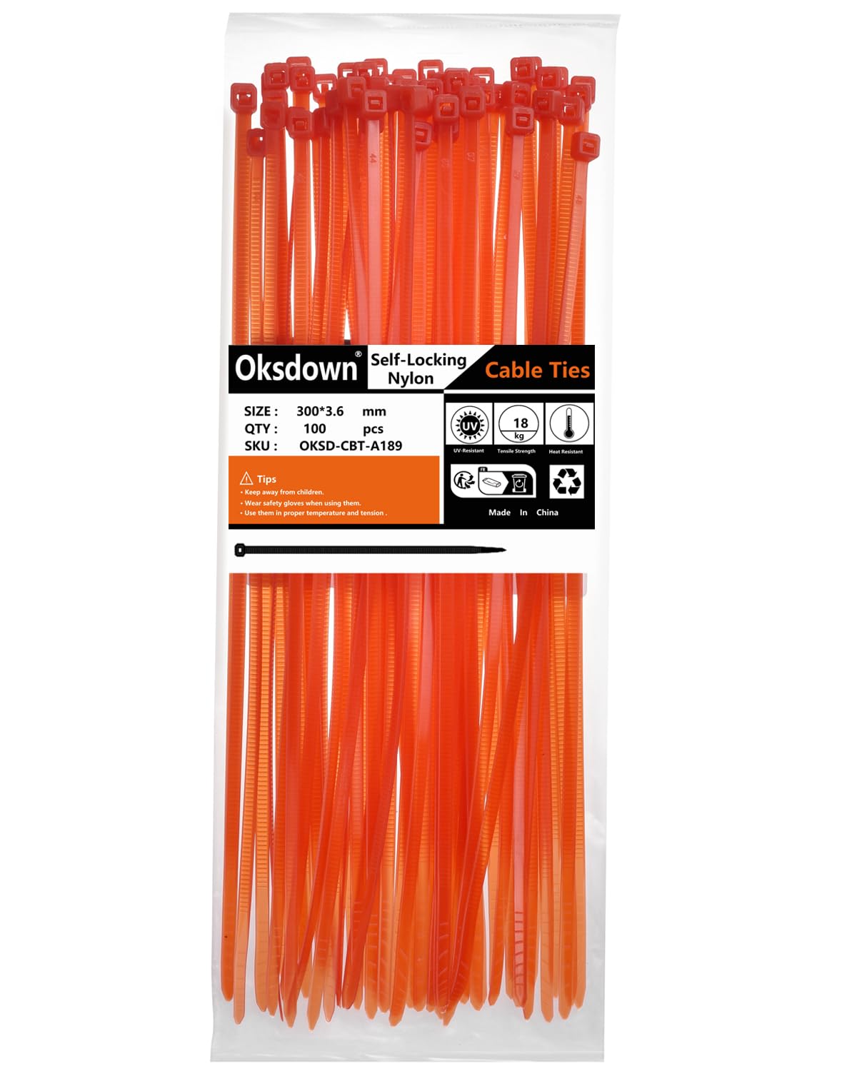 100 Pack Yellow Plastic Cable Ties 300mm×3.6mm Heavy Duty Strong Nylon Premium Self Locking 12 inch/30 cm Long Zip Tie Wraps