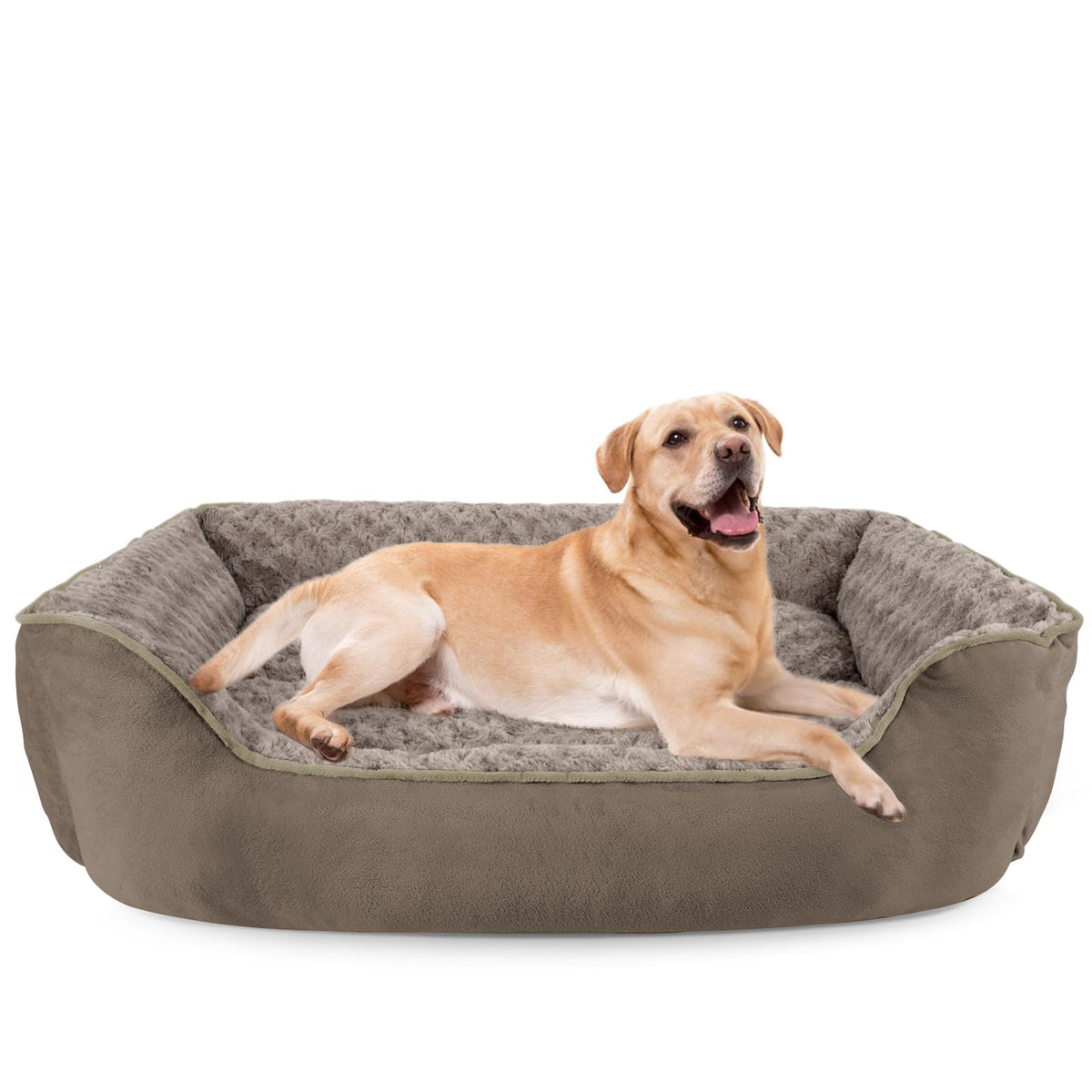 JOEJOY Dog Bed Medium - Washable Rectangle Dog Beds, Anti-Anxiety, Soft Plush Non-Slip Bottom Pet Bed - Small | Medium | Large Size Mattress Mat, Grey