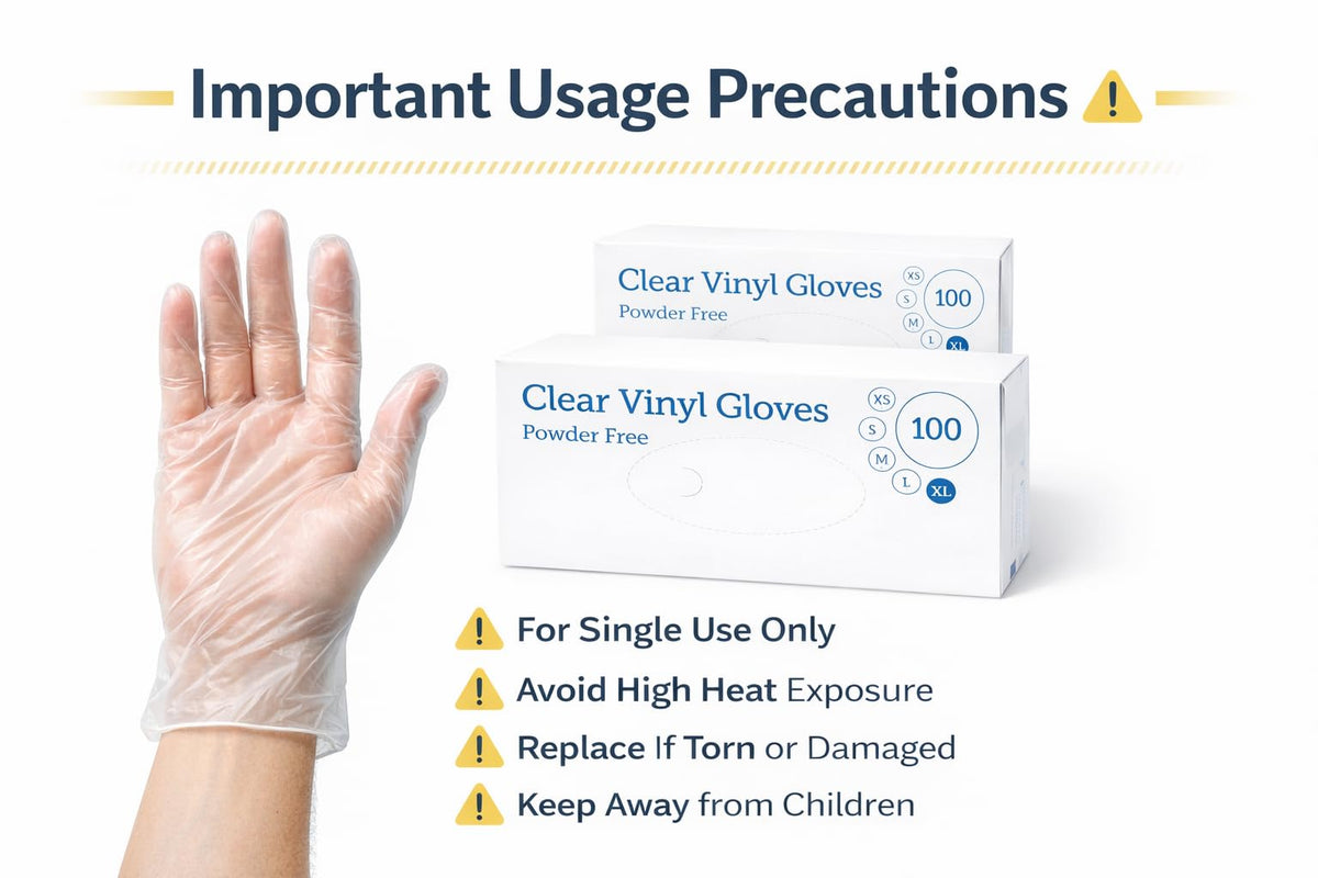 1ABOVE 100 Clear Vinyl Gloves Medium Latex-Free Powder-Free