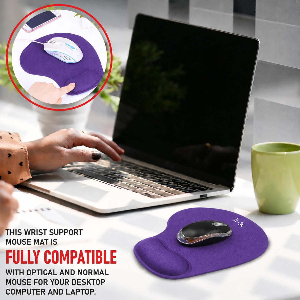 Mouse Mat ANTI-SLIP COMFORT MOUSE PAD MAT WITH GEL FOAM REST WRIST SUPPORT FOR PC LAPTOP (Blue, Regular)