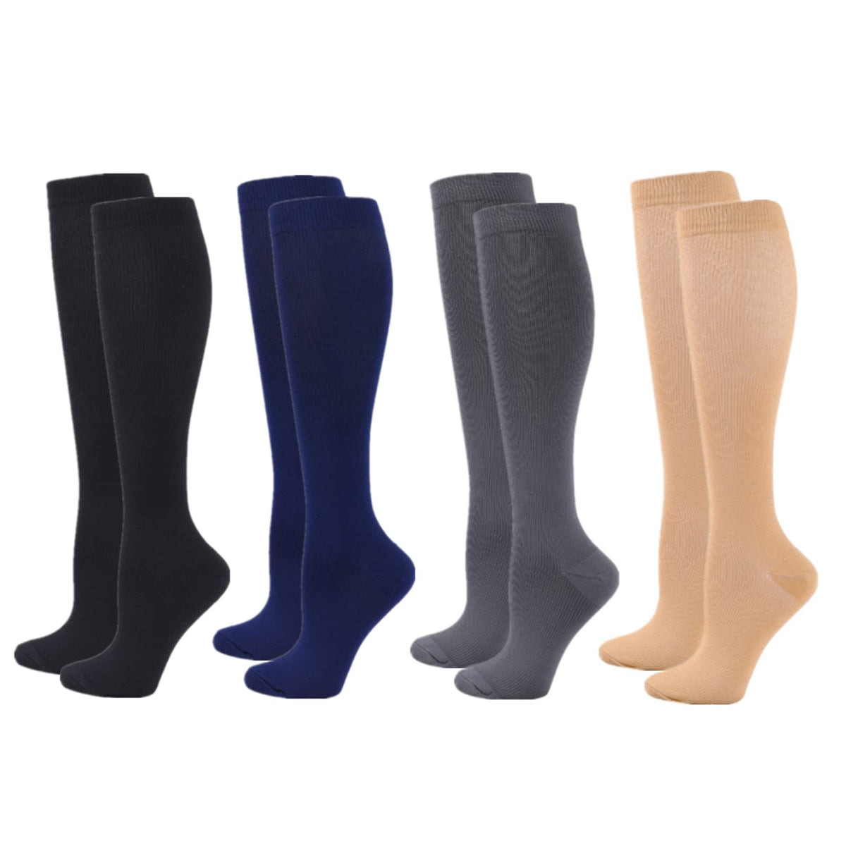 Compression Socks for Women Men, 2/3/4/6 Pairs 20-25mmHg Knee High Socks Compression Stockings for Sport, Athletic, Edema, Diabetic, Varicose Veins, Travel, Pregnancy, Nursing