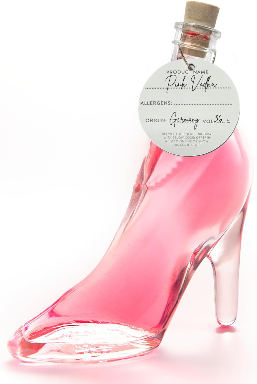 IL GUSTO Pink Vodka in Stiletto – Lady Shoe Glass Bottle 40ml – Premium Fruity Berries Vodka 36% ABV – Unique Gift for Her