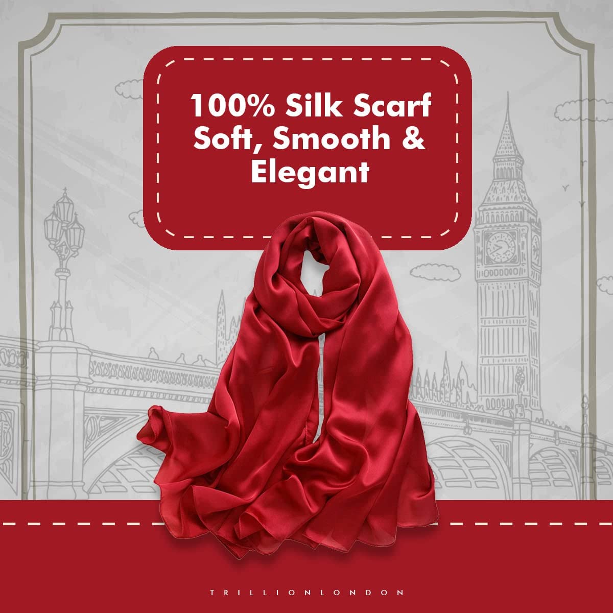 Trillion London® Silk Shawl Birthday Gifts for Women - Designer Silk Scarf