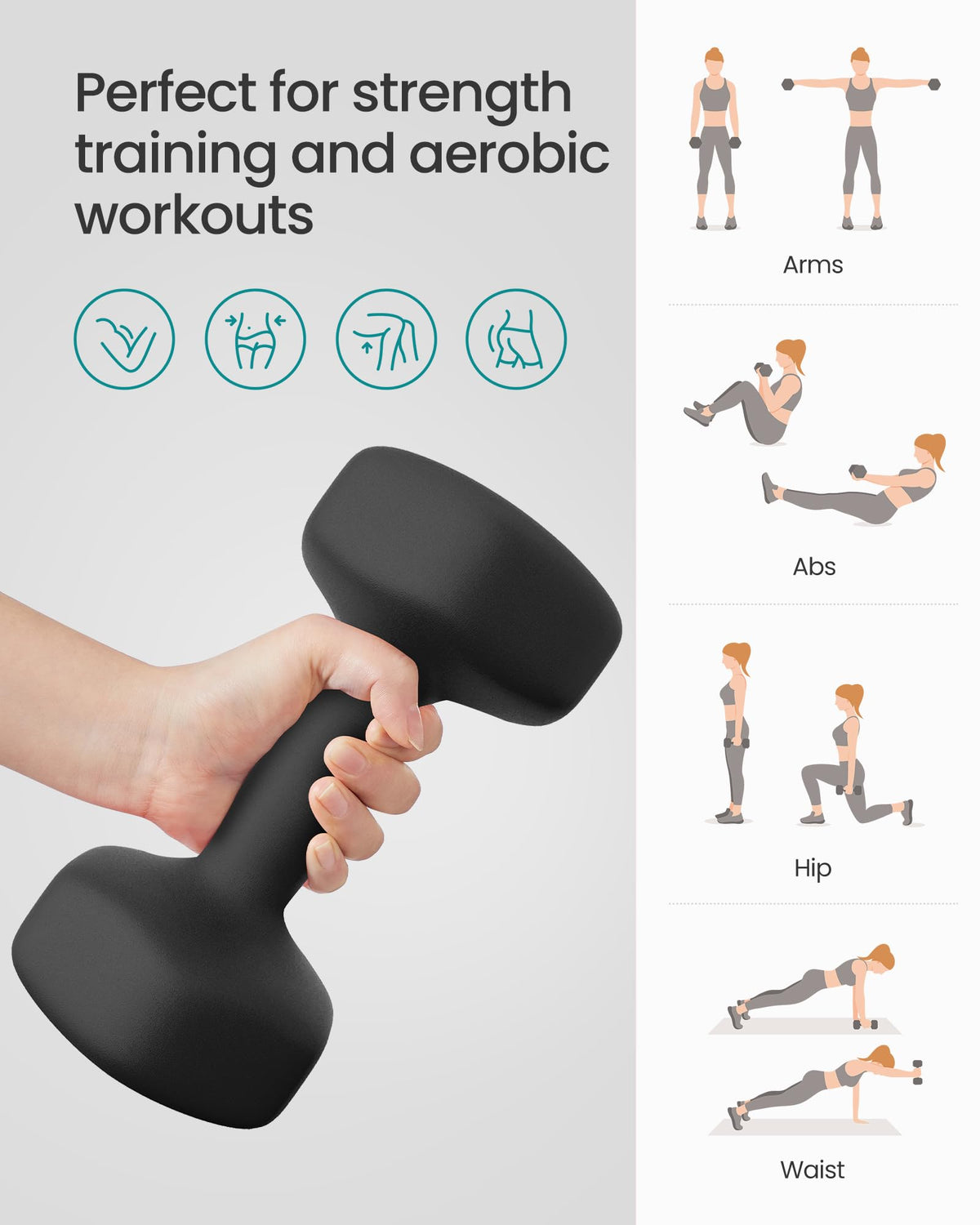 SONGMICS Set of 2 Hex Dumbbells with Neoprene Coating for Strength Training, Fitness, Home Workout