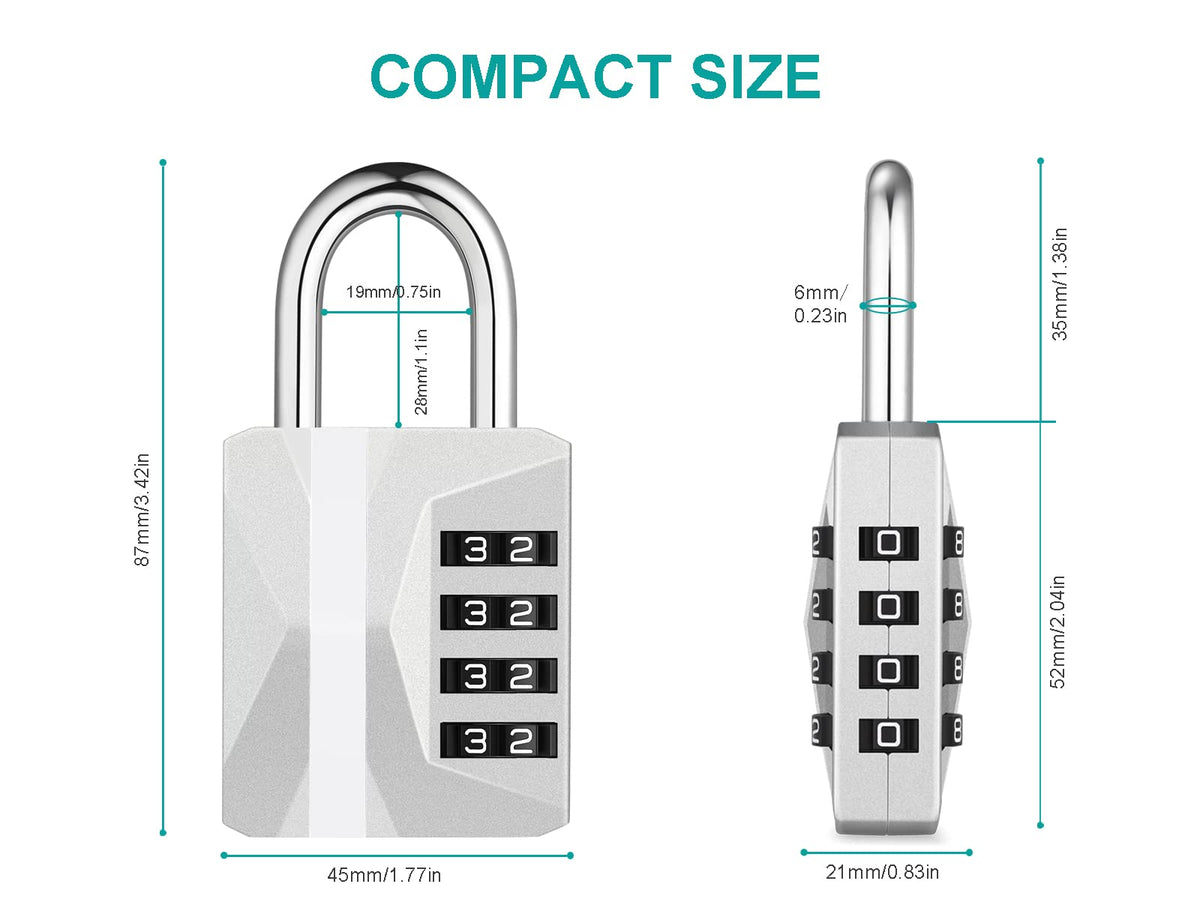 ZHEGE Combination Padlock, 4 Digit Coded Padlock (Sky Blue)