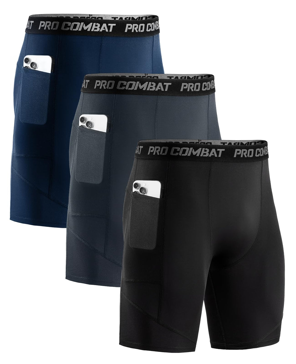 Niksa Compression Shorts Men, 1 Pack or 3 Packs Gym Running Shorts with Pockets Sports Anti Chafing Underwear Base Layer Shorts Quick-Drying Fabric Undershorts Men’s Workout Shorts