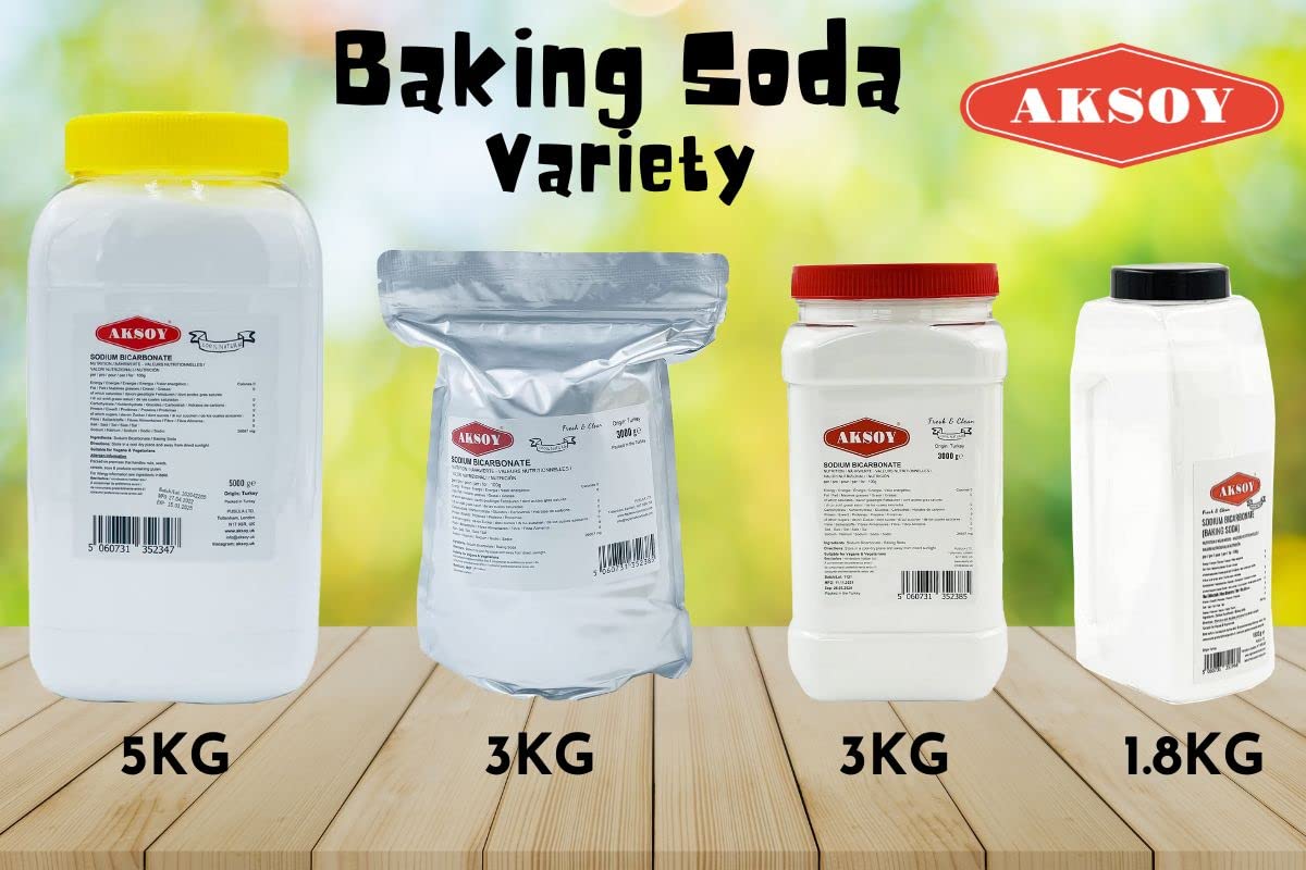 Aksoy Baking Soda 1.8KG Jar || Pure Sodium Bicarbonate Powder, Highest Purity, Food Grade – Versatile Baking Soda for Cooking, Baking, Cleaning, Deodorizing & More!