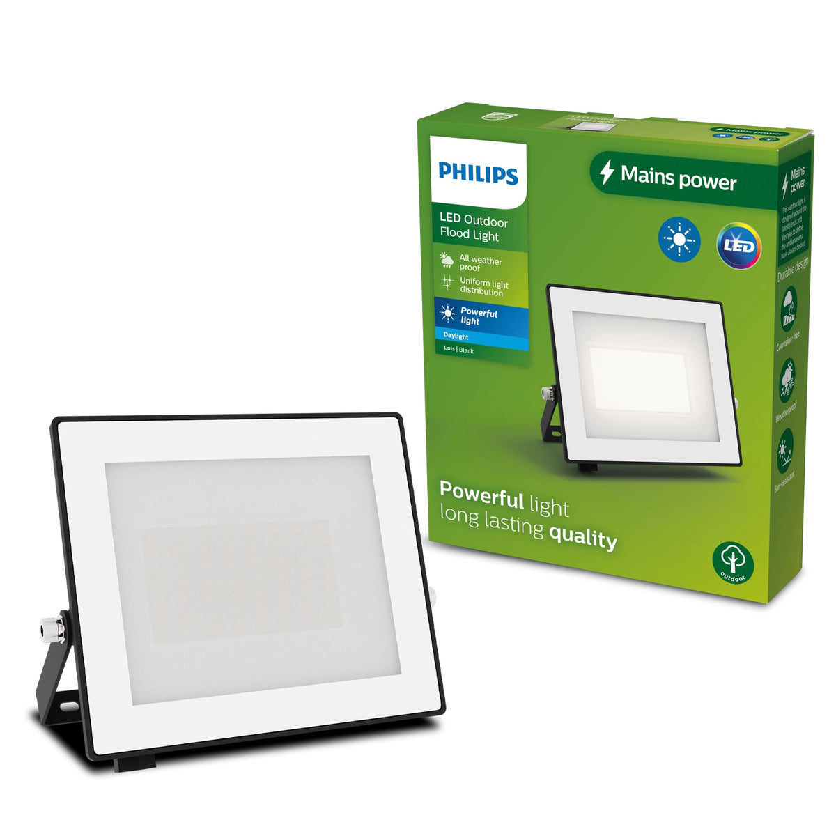 Philips Lois Outdoor Floodlight, White, 10 W