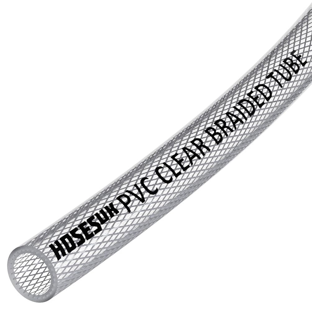 6mm (1/4") ID PVC Clear Reinforced Braided Air, Water, Oil, Gas, Food Flexible Plastic Hose Tube 22 Metres