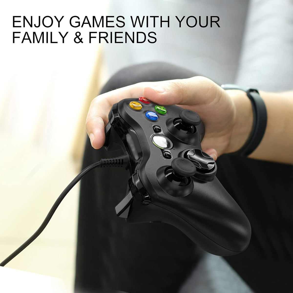 Wired Controller for Xbox 360, PC Gaming Controller with Dual Vibration, 2.2m USB Cable, Ergonomic Gamepad Joystick for Windows 7/8/10/XP - Compatible with Xbox 360 & PC