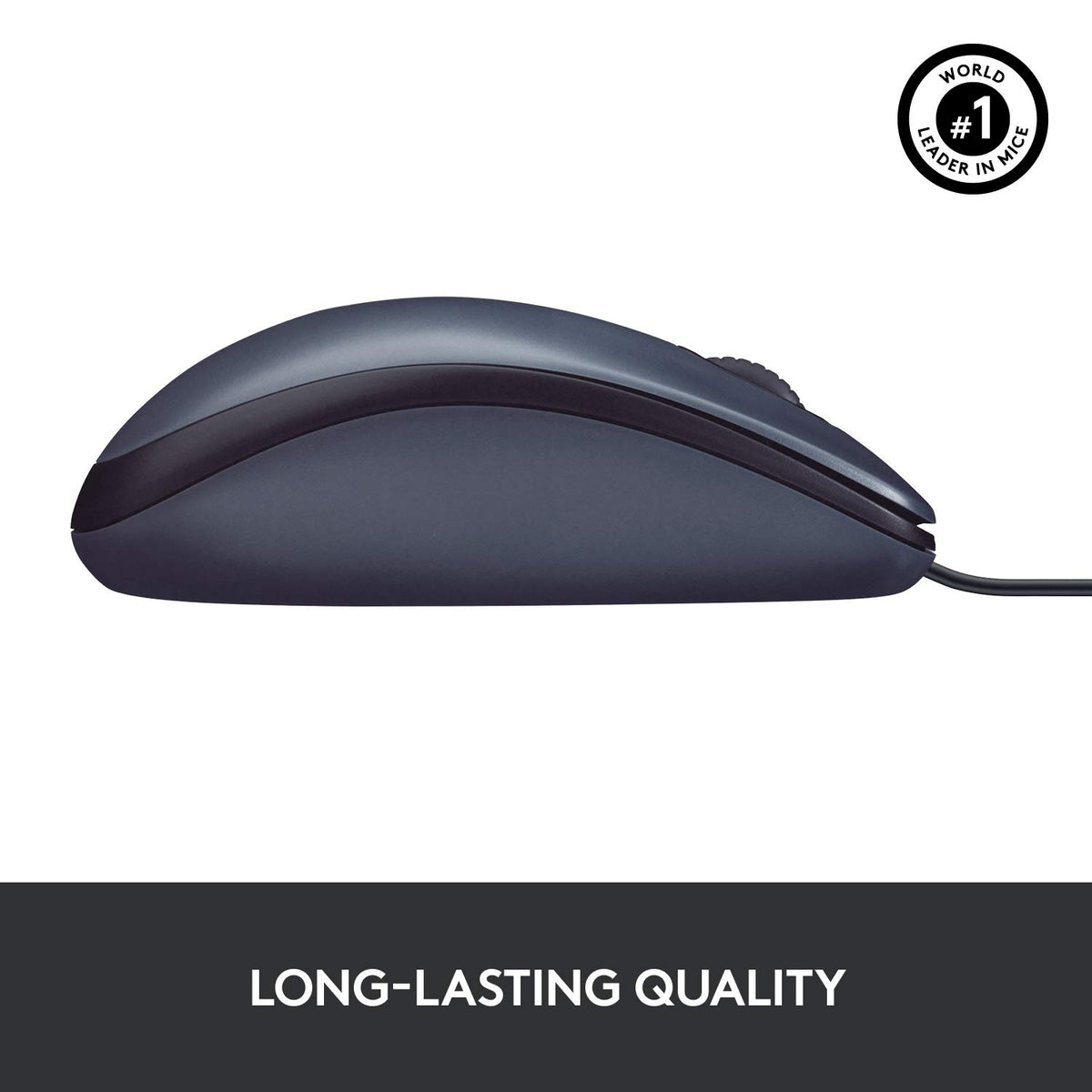 Logitech B100 Wired Mouse, USB Port, 800 DPI Optical Sensor, 3 Buttons, for Left and Right Handers, PC/Mac - Black (Optical Business Mouse | Pack of 5)